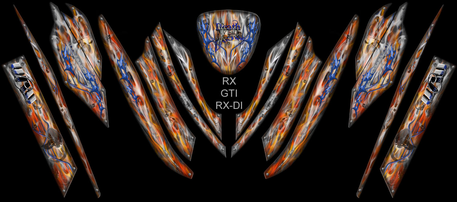 Death Wish-Blue Flamed wrap seadoo gt rx gts rx di